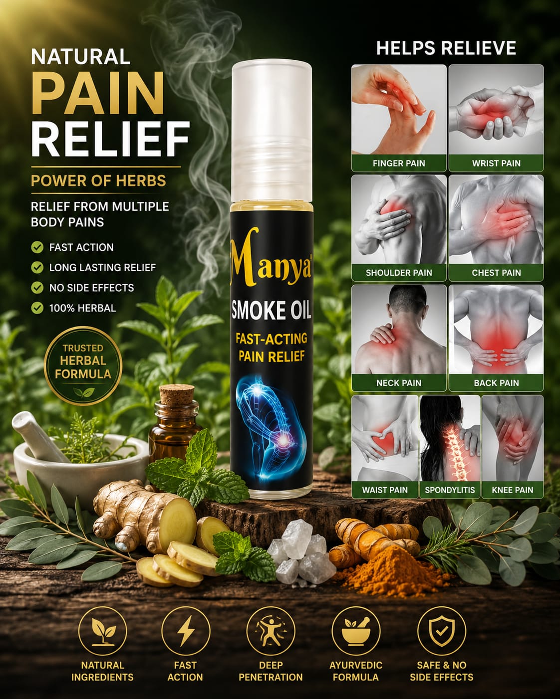 🔻SRI MANYA AYURVEDA FAST ACTING SMOKE PAIN KILLER OIL🔻