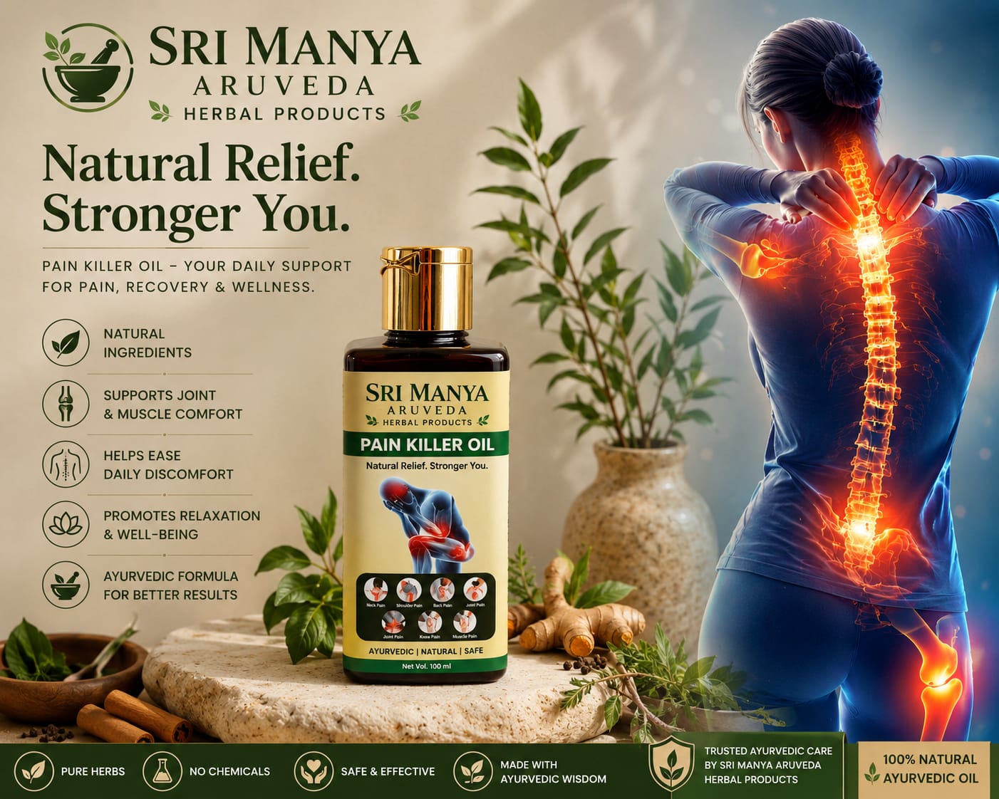 🔻SRI MANYA AYURVEDA FAST ACTING SMOKE PAIN KILLER OIL🔻