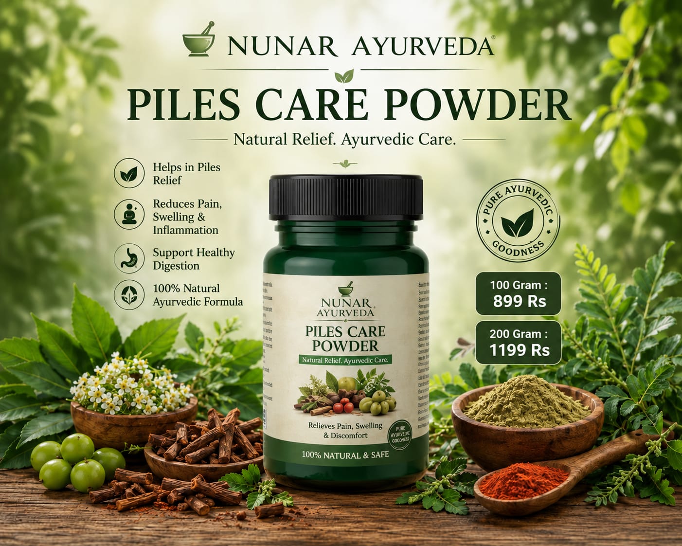 Sri Manya Ayurveda Piles Relief Ayurvedic Powder – Natural Herbal Support for Piles & Digestive Health